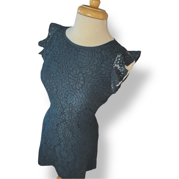 LOFT Dark Teal Lace Dress - Picture 2 of 6